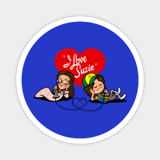 Cute Couple Vintage Retro 80's Parody Cartoon Magnet